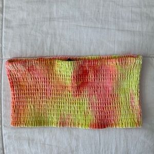 colorful ribbed tube top